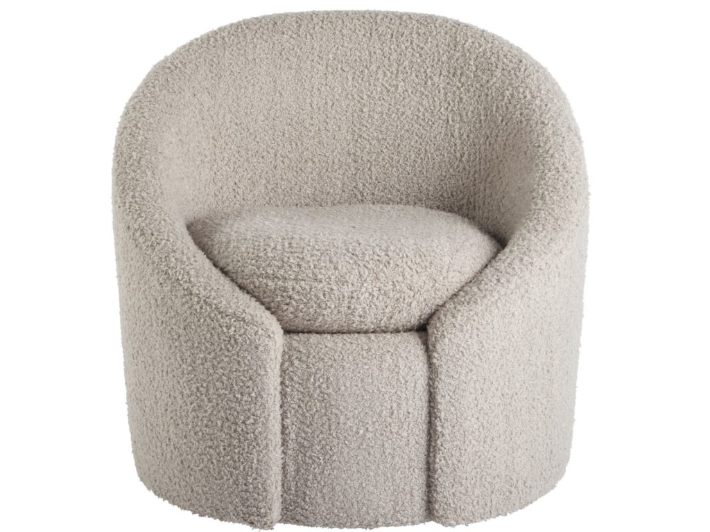 This chair is right on trend incorporating soft curves and a cozy boucle fabric